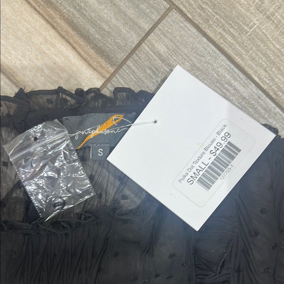 NWT Black Sheer Polka Dot Texture Blouse - Picture 5 of 5